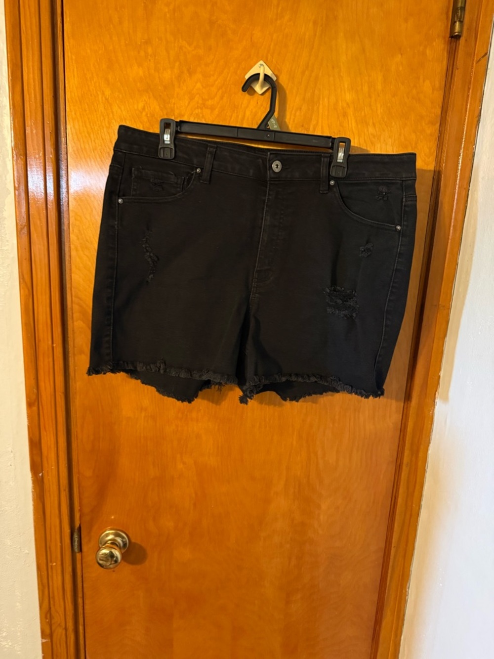 Wax Jean Black Distressed Cutoff Denim Shorts
